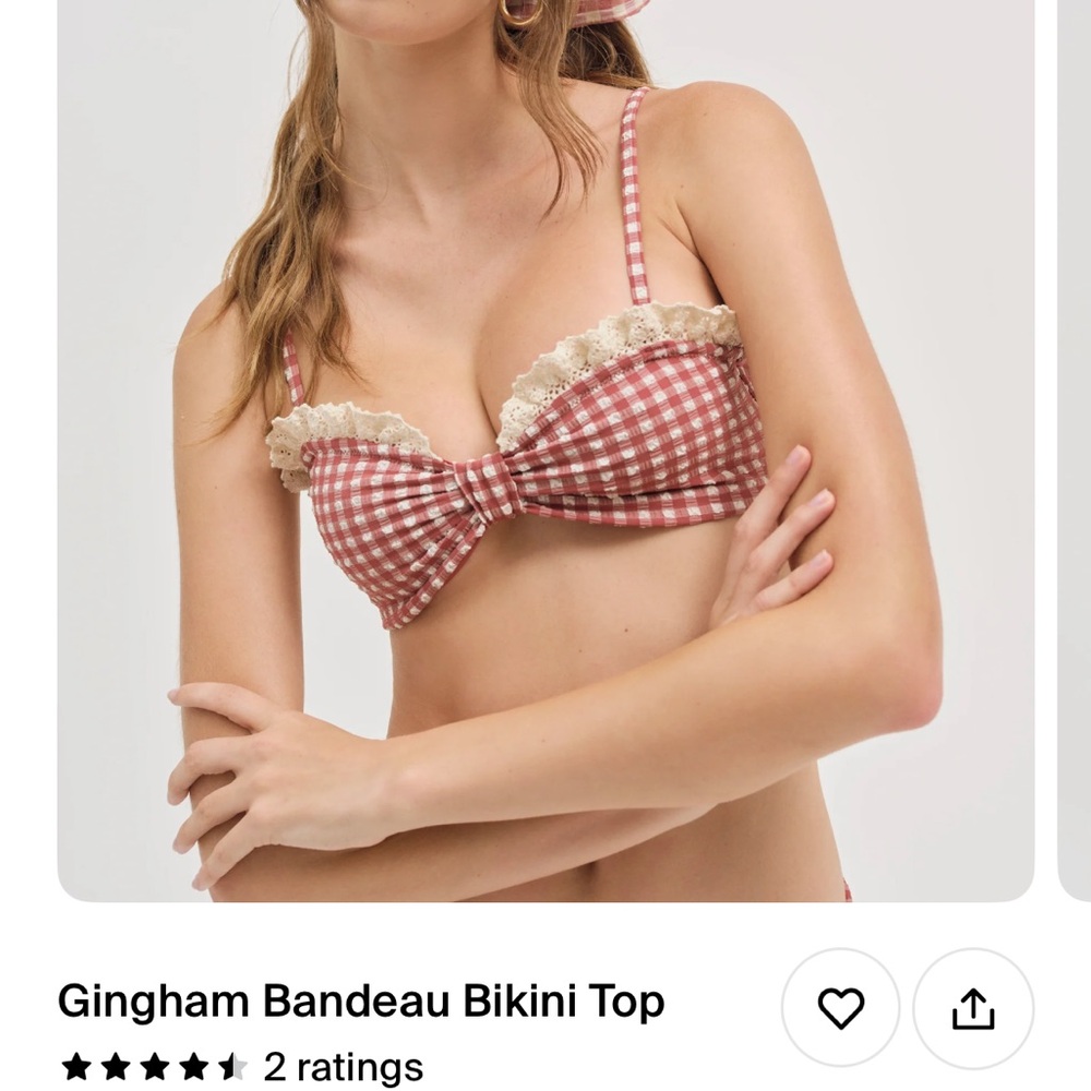 For Love And Lemons Red Cream Bandeau swimsuit